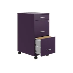 Best SOHO Organizer 3-Drawer Mobile Vertical File Cabinet, Letter Size, Lockable, Midnight Purple (25285) File Cabinets