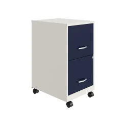 Online SOHO Smart File 2-Drawer Mobile Vertical File Cabinet, Letter Size, Lockable, Pearl White/Navy (25335) File Cabinets