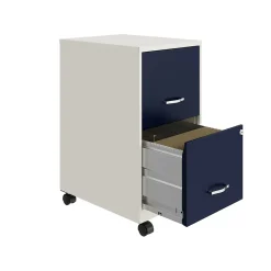 Online SOHO Smart File 2-Drawer Mobile Vertical File Cabinet, Letter Size, Lockable, Pearl White/Navy (25335) File Cabinets