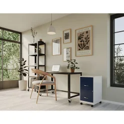 Online SOHO Smart File 2-Drawer Mobile Vertical File Cabinet, Letter Size, Lockable, Pearl White/Navy (25335) File Cabinets