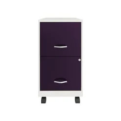 Clearance SOHO Smart File 2-Drawer Mobile Vertical File Cabinet, Letter Size, Lockable, Pearl White/Midnight Purple(25336) File Cabinets