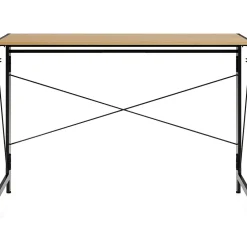 Sale 43"W Folding Home Office Desk, Black/Teak (24969) Computer Desks