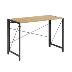 Sale 43"W Folding Home Office Desk, Black/Teak (24969) Computer Desks