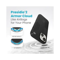 Cell Phone Cases<Speck Presidio 2 Grip MagSafe ClickLock Phone Case for iPhone 15, Black/Slate Gray (150439-3205)