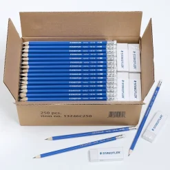 Staedtler Pre-Sharpened Wooden Pencil with Block Erasers, #2 Medium Lead, 250/Pack (13246C250) Discount