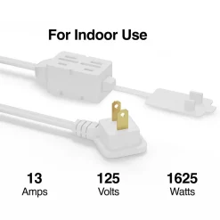 Extension Cords<Staples 6' Extension Cord, 3-Outlet, White (22134)