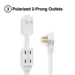 Extension Cords<Staples 6' Extension Cord, 3-Outlet, White (22134)