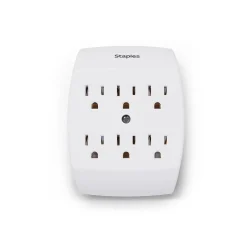 Surge Protectors & Power Strips<Staples 6 Outlet Adapter, White (22145)