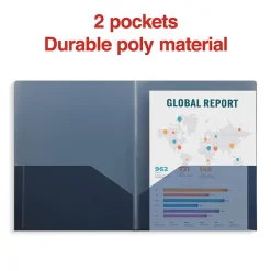 Staples 2 Pocket Plastic Presentation Folder, Letter Size, Navy (ST26384-CC) Hot