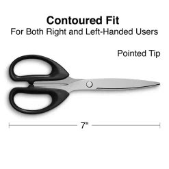 Staples 7" Pointed Tip Stainless Steel Scissors, Straight Handle, Right & Left Handed (TR55047)
