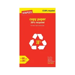 Online 30% Recycled 8.5" x 14" Copy Paper, 20 lbs., 92 Brightness, 500/Ream (112380) Copy Paper