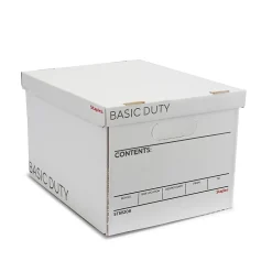 Staples 65% Recycled Corrugated File Box Lift Off Lid, Letter/Legal Size, White/Black, 10/Pack (23325011) Outlet