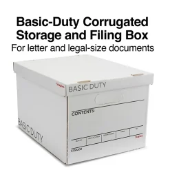 Staples 65% Recycled Corrugated File Box Lift Off Lid, Letter/Legal Size, White/Black, 10/Pack (23325011) Outlet
