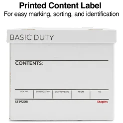 Staples 65% Recycled Corrugated File Box Lift Off Lid, Letter/Legal Size, White/Black, 10/Pack (23325011) Outlet
