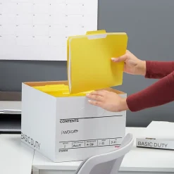 Staples 65% Recycled Corrugated File Box Lift Off Lid, Letter/Legal Size, White/Black, 10/Pack (23325011) Outlet