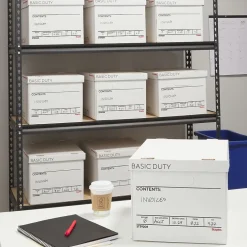 Staples 65% Recycled Corrugated File Box Lift Off Lid, Letter/Legal Size, White/Black, 10/Pack (23325011) Outlet