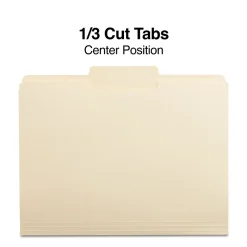Staples 30% Recycled File Folders, 1/3-Cut Tab, Center Position, Letter Size, Manila, 100/Box (ST116780/116780) Online