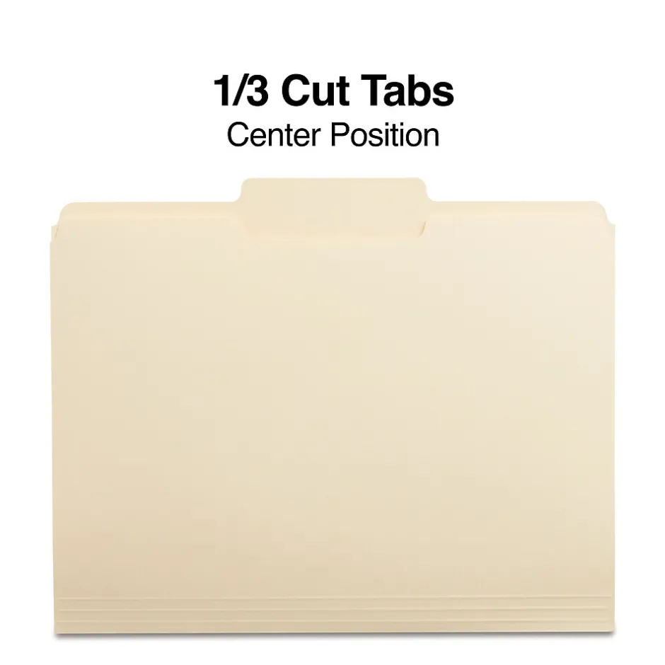 Staples 30% Recycled File Folders, 1/3-Cut Tab, Center Position, Letter Size, Manila, 100/Box (ST116780/116780) Online