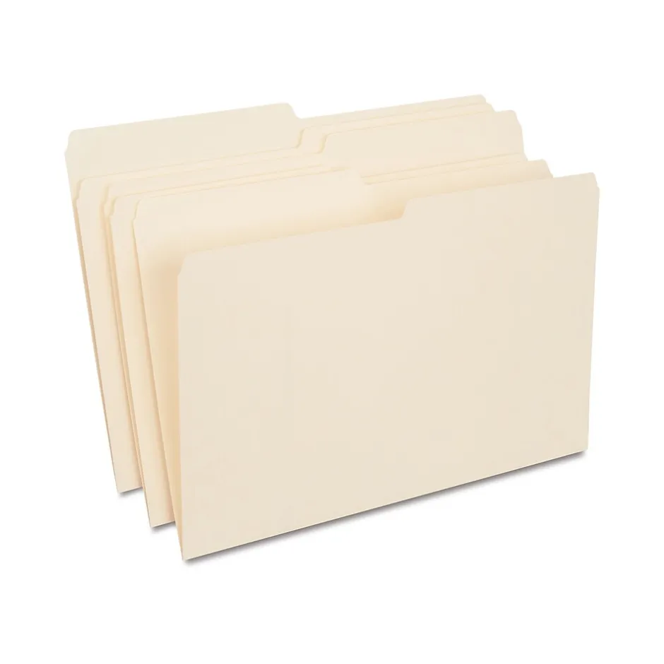 Staples 30% Recycled File Folders, 1/2 Cut Tab, Legal Size, Manila, 100/Box (ST116939/116939) Hot