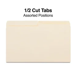 Staples 30% Recycled File Folders, 1/2 Cut Tab, Legal Size, Manila, 100/Box (ST116939/116939) Hot