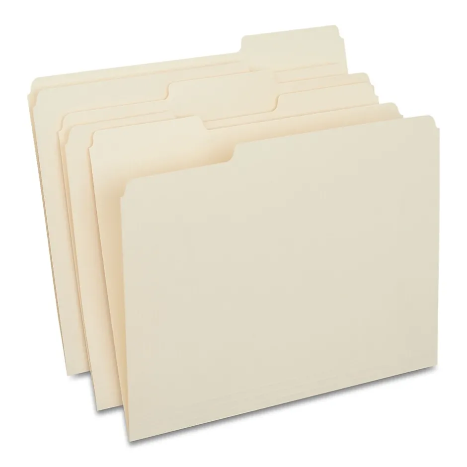 Staples 30% Recycled File Folders, 1/3-Cut Tab, Letter-Size, Manila, 24/Pack (235390/TR56674) Discount