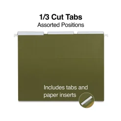 Staples ® 95% Recycled Hanging File Folders, 1/3-Cut Tab, Letter Size, Standard Green, 25/Box (ST116806/116806) Best