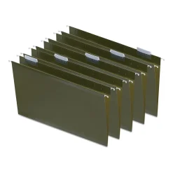 Staples 100% Recycled Hanging File Folder, 1/5-Cut Tab, Legal Size, Standard Green, 25/Box (ST16402/TR16402)