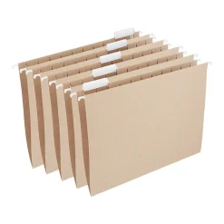 Staples ® 100% Recycled Hanging File Folders, 5-Tab Letter, Natural Brown, 25/Box (TR75601-US) New