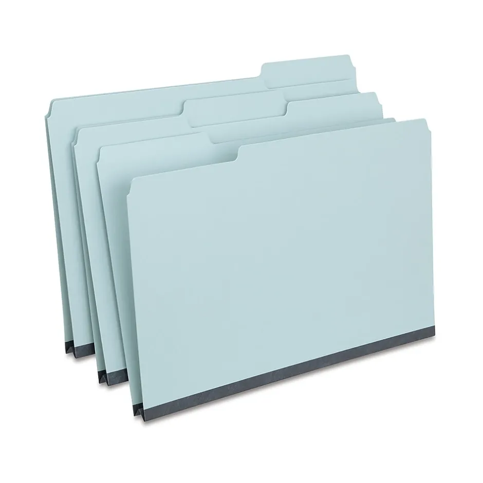 Staples 60% Recycled Heavyweight File Folders, 1/3-Cut Tab, Legal Size, Light Blue, 25/Box (ST621318) Discount