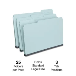 Staples 60% Recycled Heavyweight File Folders, 1/3-Cut Tab, Legal Size, Light Blue, 25/Box (ST621318) Discount