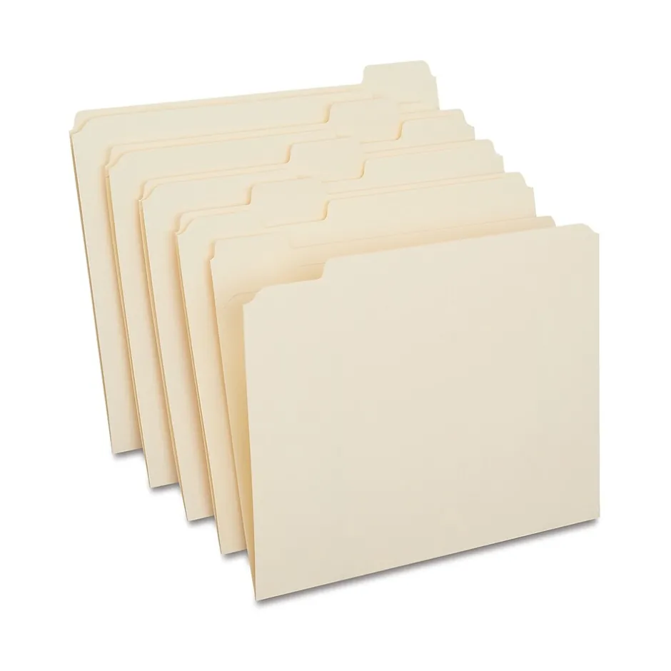 Staples 30% Recycled Reinforced File Folders, 1/5-Cut Tab, Letter Size, 100/Box (ST509000/509000) Hot