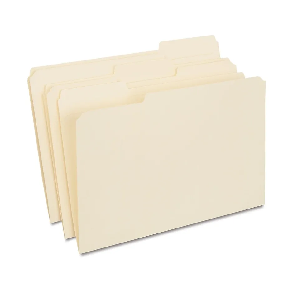 Staples 30% Recycled Reinforced File Folder, 1/3-Cut Tab, Legal Size, Manila, 100/Box (ST606814/606814) Hot