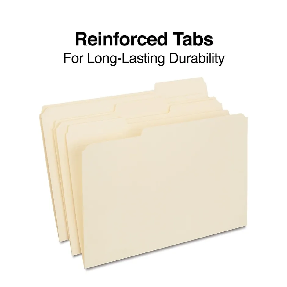 Staples 30% Recycled Reinforced File Folder, 1/3-Cut Tab, Legal Size, Manila, 100/Box (ST606814/606814) Hot