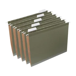 Staples 100% Recycled Reinforced Hanging File Folder, 1/5-Cut Tab, Letter Size, Standard , 25/Box (TR16403) Green Online
