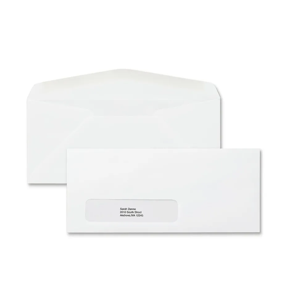 Staples #10 Window Envelopes, 4 1/8" x 9 1/2", White Wove, 500/Box (ST50151-CC)* Window