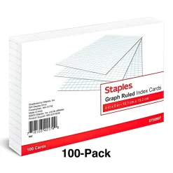 Sale ™ 4" x 6" Index Card, Graph Ruled, White, 100/Pack (TR50997) Index Cards