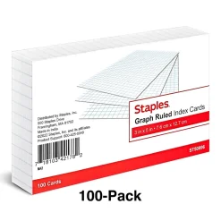 Discount 3" x 5" Index Cards, Graph Ruled, White, 100/Pack (TR50996) Index Cards
