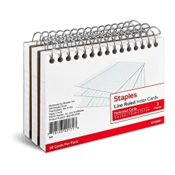 Hot 3" x 5" Index Cards, Lined, White, 50 Cards/Pack, 3 Pack/Carton (TR50991) Index Cards