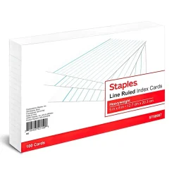 ™ 5" x 8" Index Cards, Lined, White, 100/Pack (TR50987) Index Cards