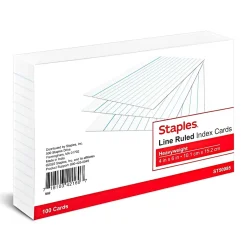 Online ™ 4" x 6" Index Cards, Lined, White, 100/Pack (TR50985) Index Cards