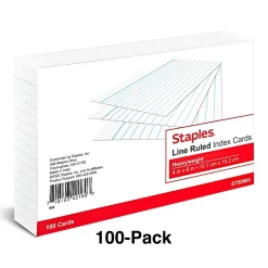 Online ™ 4" x 6" Index Cards, Lined, White, 100/Pack (TR50985) Index Cards