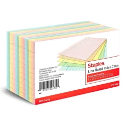 3" x 5" Index Cards, Lined, Assorted Colors, 300/Pack (TR51002) Index Cards