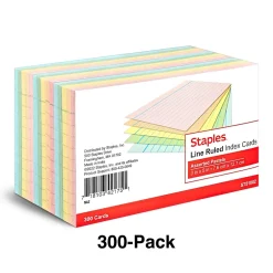 3" x 5" Index Cards, Lined, Assorted Colors, 300/Pack (TR51002) Index Cards