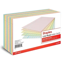 5" x 8" Index Cards, Lined, Assorted Colors, 300/Pack (TR50995) Index Cards