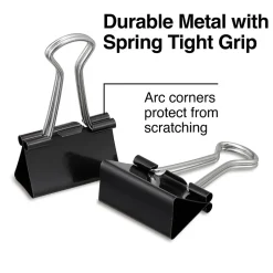 Staples Assorted Binder Clips, 1" Capacity, Black, 60 Clips/Pack (ST15339-CC) Best