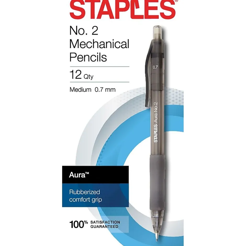 Staples Aura Mechanical Pencil, 0.7mm, #2 Medium Lead, Dozen (50440-CC) New