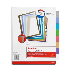Staples Better Print & Apply Label Plastic Divider, 8 Tabs, Assorted Colors, 1 Set (ST23281/23281) Best