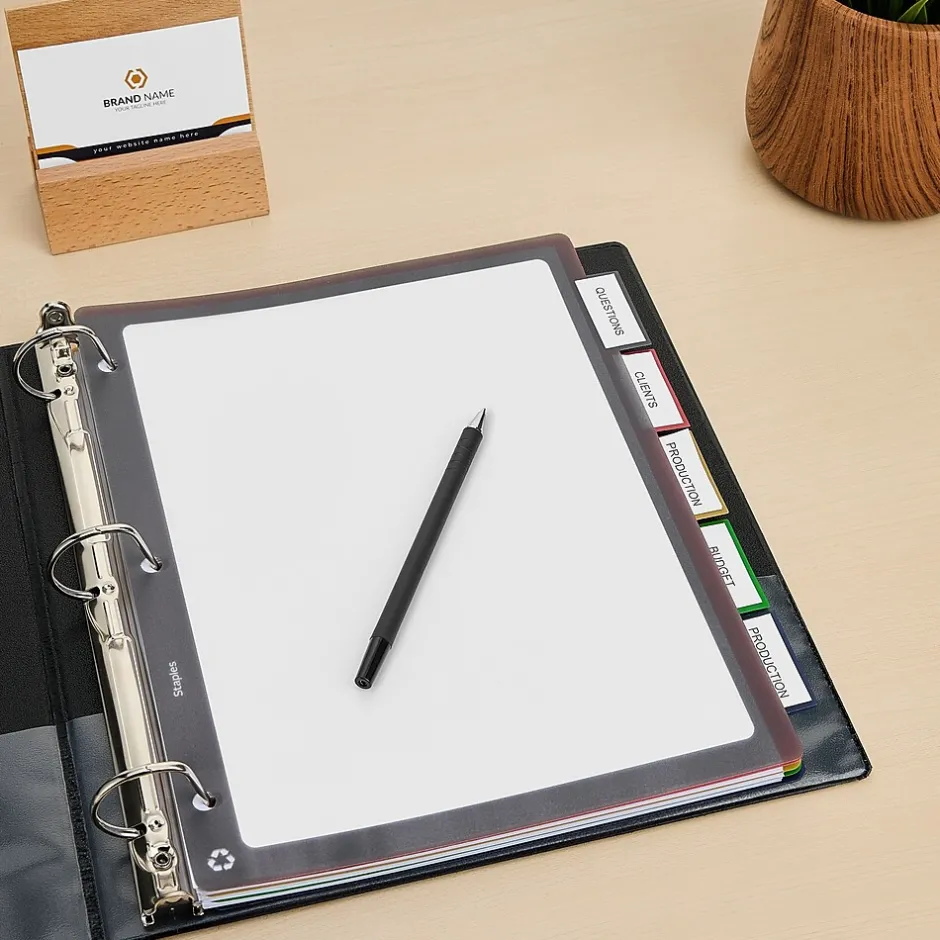 Staples Better Print & Apply Label Plastic Divider, 5 Tabs, Assorted Colors, 1 Set (23279-CC)