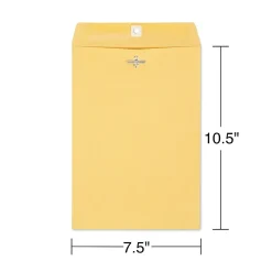 Staples Clasp & Moistenable Glue Kraft Catalog Envelopes, 7.5"L x 10.5"H, Brown, 100/Box (233577/19268)* Catalog