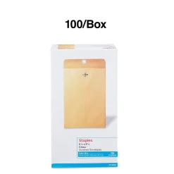 Staples Clasp & Moistenable Glue Kraft Catalog Envelopes, 6.5